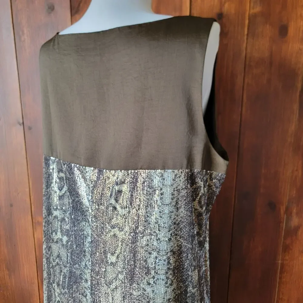 J. Taylor 16 Brown‎ Sequin Snakeskin Sheath Dress Cocktail Party Glam Sparkle ✨
